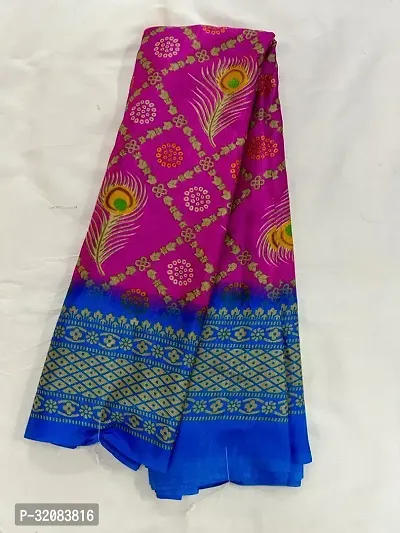 Stylish Purple Cotton Silk Printed Saree with Blouse piece For Women-thumb0