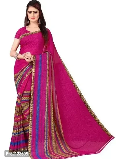 Beautiful Georgette Printed Women Saree with Running Blouse-thumb0