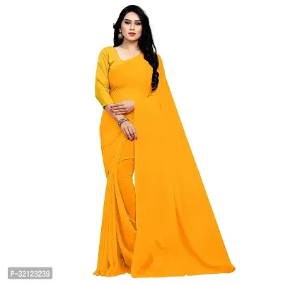 Beautiful Georgette Solid Women Saree with Separate Blouse Piece-thumb0