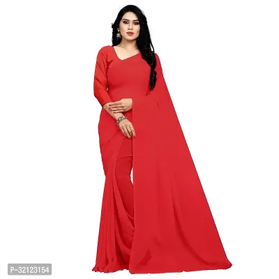 Beautiful Georgette Solid Women Saree with Separate Blouse Piece-thumb0