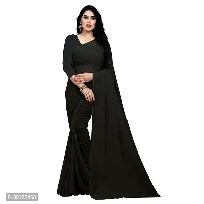 Beautiful Georgette Solid Women Saree with Separate Blouse Piece-thumb0