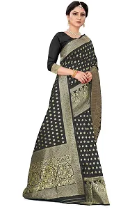 Women's Paithani Silk Saree With Unstitched Blouse Piece. (black)-thumb2