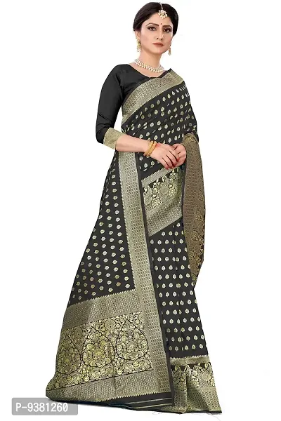 Women's Paithani Silk Saree With Unstitched Blouse Piece. (black)-thumb3