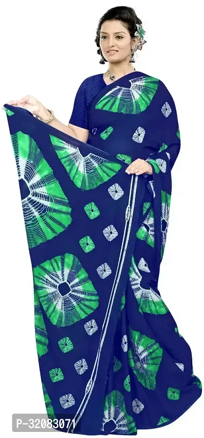 Stylish Georgette Printed Saree with Blouse piece For Women-thumb0