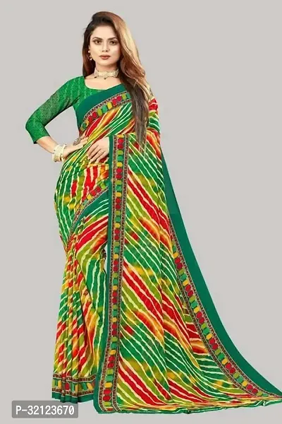 Beautiful Georgette Printed Women Saree with Running Blouse-thumb0