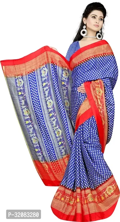 Stylish Crepe Printed Saree with Blouse piece For Women-thumb0