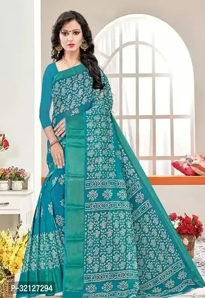 Stylish Cotton Printed Saree with Blouse piece For Women