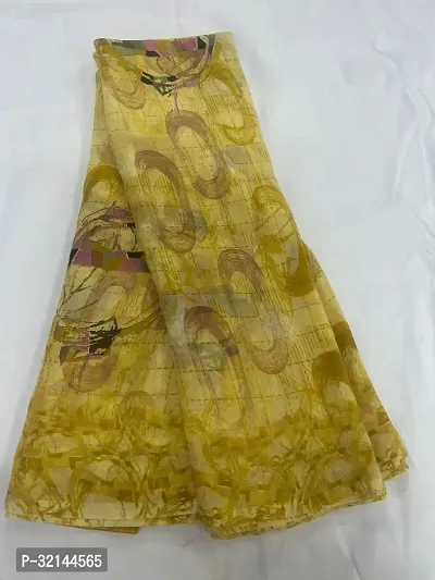 Stylish Georgette Yellow Printed Saree with Blouse piece For Women-thumb0