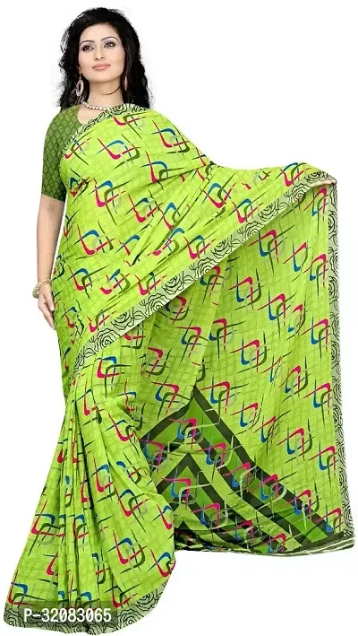 Stylish Georgette Printed Saree with Blouse piece For Women-thumb0