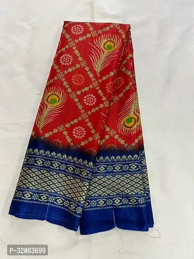 Stylish Red Cotton Silk Printed Saree with Blouse piece For Women-thumb0