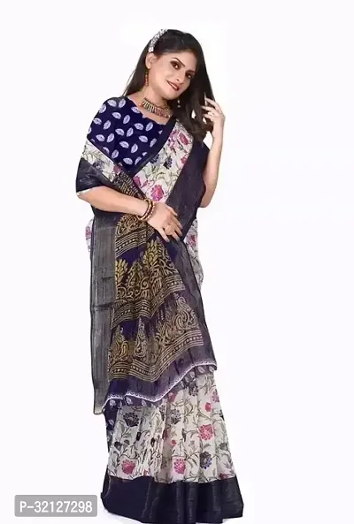 Stylish Cotton Printed Saree with Blouse piece For Women