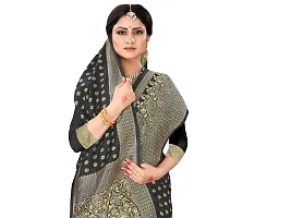 Women's Paithani Silk Saree With Unstitched Blouse Piece. (black)-thumb1