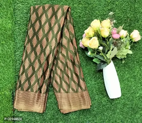 Stylish Crepe Green Printed Saree with Blouse piece For Women-thumb0