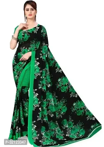 Beautiful Georgette Printed Women Saree with Running Blouse-thumb0