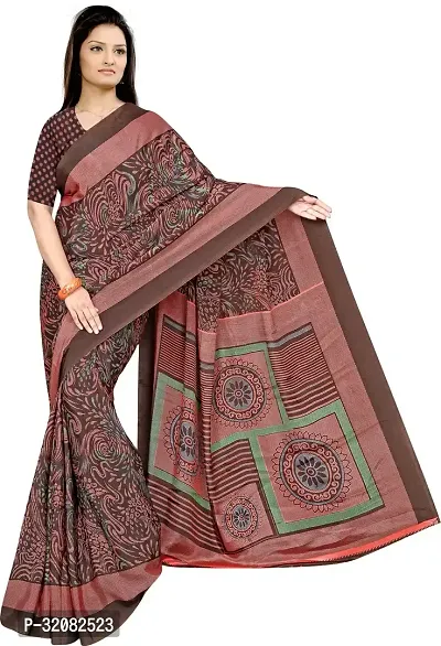 Stylish Crepe Printed Saree with Blouse piece For Women