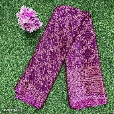 Elegant Purple Crepe Printed Saree with Blouse piece For Women-thumb0