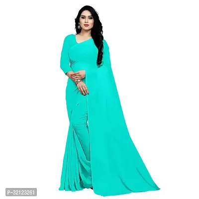 Beautiful Pure Georgette Solid Women Saree with Separate Blouse Piece