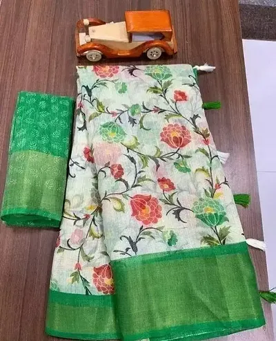 Floral Soft Linen Cotton Sarees