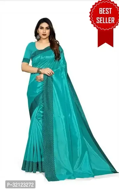 Beautiful Cotton Silk Solid Women Saree with Separate Blouse Piece-thumb0