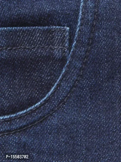 Nino Bambino Denim Blue Colour Solid Button Closure Shorts/Half Pant/Short Pants for Baby Girls (4-5 Years)-thumb3
