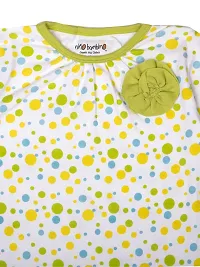 Nino Bambino 100% Organic Cotton Round Neck Full Sleeve Polka Dotted Print Baby Girl's Top-thumb1