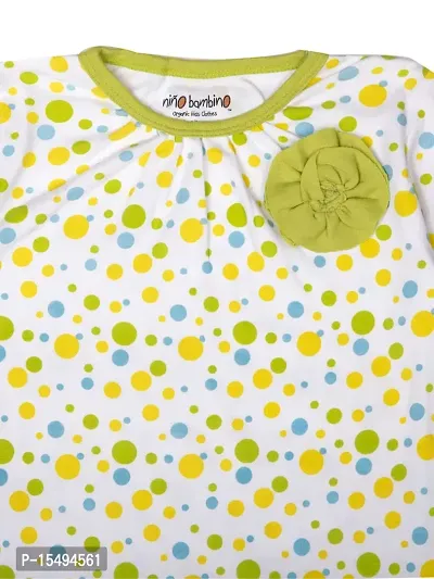 Nino Bambino 100% Organic Cotton Round Neck Full Sleeve Polka Dotted Print Baby Girl's Top-thumb2