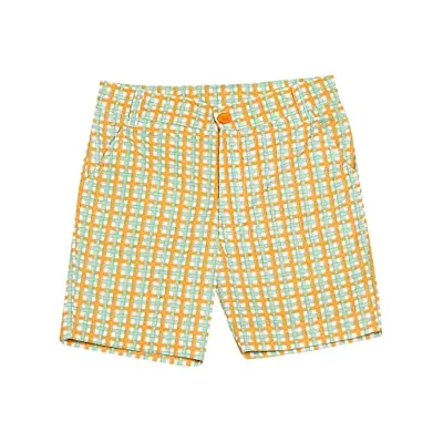 Nino Bambino 100% Organic Cotton Regular fit Shorts for Kids| Checkered Green 3 Pockets Half Pant for Baby Girl and Boys(6-12 Month)