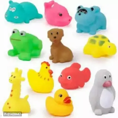 Classic 12 Pcs Animal Soft And Cute Bath Chu Chu Toy For Little Kids Bath Toy (Multicolor)-thumb0