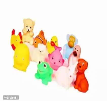 Classic 12 Pcs Animal Soft And Cute Bath Chu Chu Toy For Little Kids Bath Toy Water Tubt Toy Perfect Gift For Kids Bath Toy In New Born Baby-thumb0