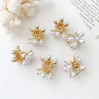 HAPPYMATES 10pcs Small Metal Pearl Hair Clips, Mini Pearl Claw Clips Flower Claw Clips Sweet Artificial Fringe Clips-thumb2