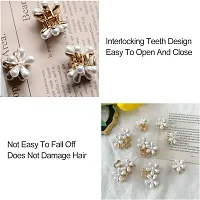 HAPPYMATES 6 Pieces Korean Style Mini Hair Clips Pearl Hair Claw Clips with Daisy Design, Pearl Hair Barrette Non-Slip Hair Clips for Women Girls-thumb1