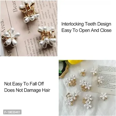 HAPPYMATES 6 Pieces Korean Style Mini Hair Clips Pearl Hair Claw Clips with Daisy Design, Pearl Hair Barrette Non-Slip Hair Clips for Women Girls-thumb2