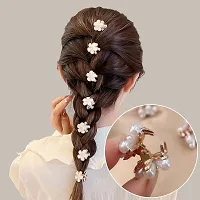 HAPPYMATES 10pcs Small Metal Pearl Hair Clips, Mini Pearl Claw Clips Flower Claw Clips Sweet Artificial Fringe Clips-thumb3