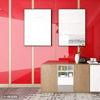 HAPPYMATES Red Wallpaper 60cm X 10 Feet Smooth Finish Glossy, Waterproof, Removable Wallpaper, Thick Oil Resistant, Decorative Sheet, Interior Sticker, Stylish,-thumb5