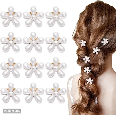 HAPPYMATES 12 Pcs Mini Daisy Pearl Hair Clips with Flower Pattern, Cute Pearl Hair Barrette Women Hair Accessories, Non-Slip Hair Clips for Women Girls Hair Styling