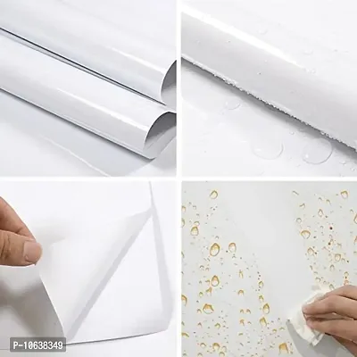 HAPPYMATES Glossy Wallpaper Sheet, 24Inch X 3 Meter, Removable Wallpaper, Waterproof, Oil-Proof, Remake Sheet for Table, Furniture, DIY, Renovation, Heat Resistant, Mildew Resistant, Thick, White-thumb4