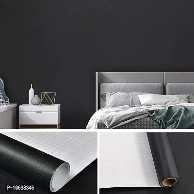 HAPPYMATES Matte Black Contact Paper Wood Grain Wallpaper Waterproof Self Adhesive PVC Removable Wall Coverings Shelf Home Decorative Liner Table 24 X 48 Inch