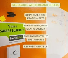 HAPPYMATES Whiteboard Sheets | 24x60 Inch Wall Stickers | Removable Disposable Multi-use Perforated Dry Erase Sheets | Flipchart Paper | White-thumb2