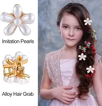 HAPPYMATES 6 Pieces Korean Style Mini Hair Clips Pearl Hair Claw Clips with Daisy Design, Pearl Hair Barrette Non-Slip Hair Clips for Women Girls-thumb3