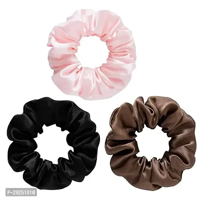 HAPPYMATES Large Silk Hair Scrunchies Silk Hair Ties, No Damage for Frizz Prevention, Sleep and Night Scrunchie-thumb0