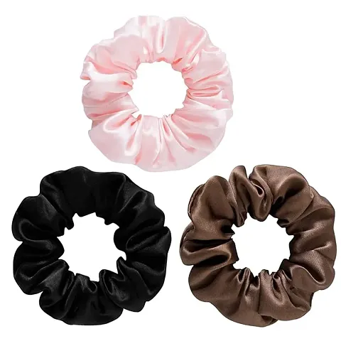 HAPPYMATES Large Silk Hair Scrunchies Silk Hair Ties, No Damage for Frizz Prevention, Sleep and Night Scrunchie