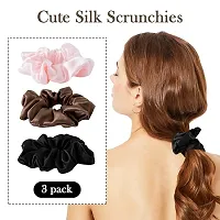 HAPPYMATES Large Silk Hair Scrunchies Silk Hair Ties, No Damage for Frizz Prevention, Sleep and Night Scrunchie-thumb1