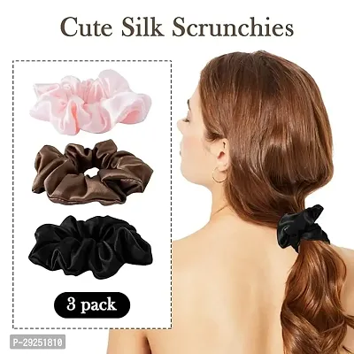 HAPPYMATES Large Silk Hair Scrunchies Silk Hair Ties, No Damage for Frizz Prevention, Sleep and Night Scrunchie-thumb2