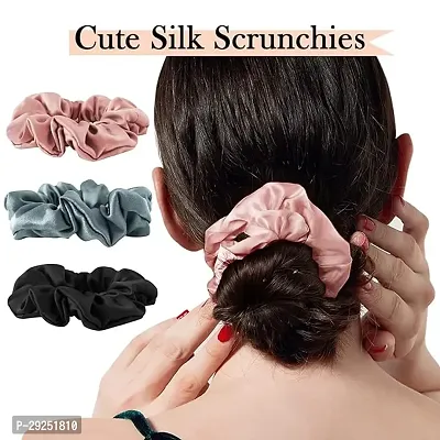 HAPPYMATES Large Silk Hair Scrunchies Silk Hair Ties, No Damage for Frizz Prevention, Sleep and Night Scrunchie-thumb3