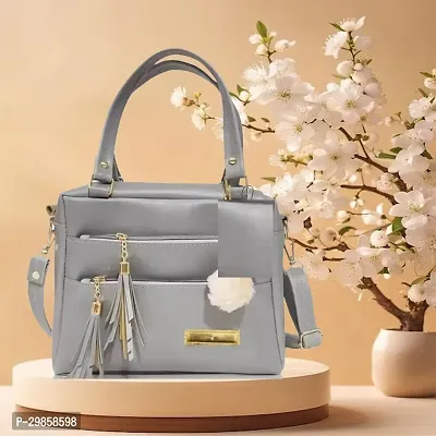 Stylish PU Solid Handbags For Women-thumb0