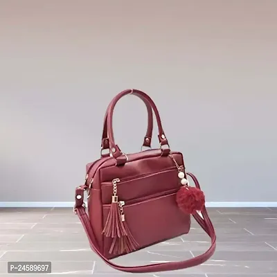 Attractive Women Maroon PU Handbag-thumb0