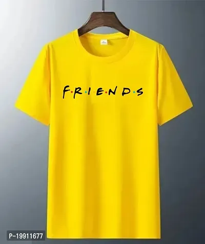 Latest and Trending Friends Yellow Poly Cotton Men Printed Tee-thumb0