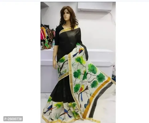 Stylish Cotton Saree with Blouse piece For Women-thumb0