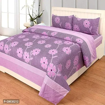 PCOTT Prime Collection 144 TC Polycotton 3D Printed Double Bedsheet with 2 Pillow Covers (Multicolour, Size 90 x 90 Inch) - Purple Frooti 3D15