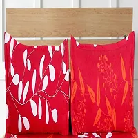 PCOTT Prime Collection 144TC 3D Printed Polycotton Double Bedsheet with 2 Pillow Covers (Multicolour, Size 87 x 87 Inch) - Red with White Leaves 3D-M-thumb3